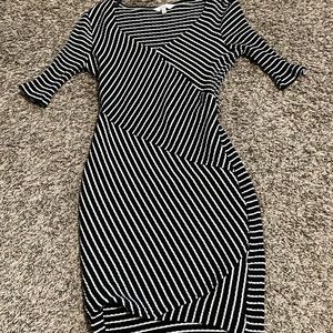 Black and white striped body con dress